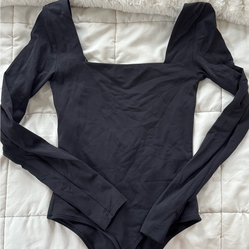 Aritzia Black Square Neck Bodysuit